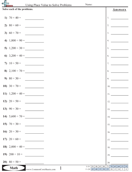 Using Place Value to Solve Problems Worksheet - Using Place Value to Solve Problems worksheet